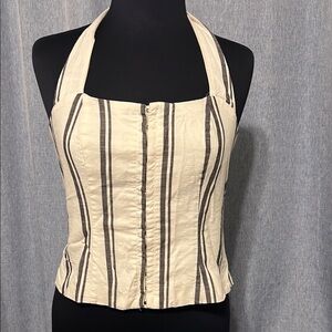 Striped Halter Neck Women's Top